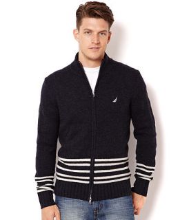 Nautica Sweater, Wool Full Zipper Sweater   Mens Sweaters