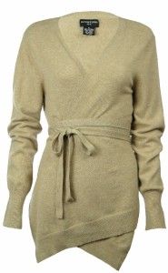 Sutton Studio Womens 100% Cashmere Belted Wrap Sweater Plus 2X Beige