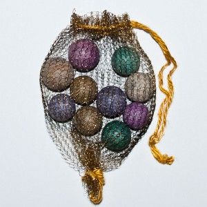 Vintage Gold Mesh Bag of German Stone Marbles Never Opened RARE C 1900