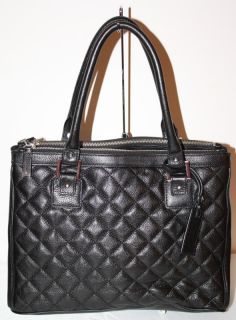 Auth Calvin Klein St Moritz East West Tote Black Leather Work Quilted