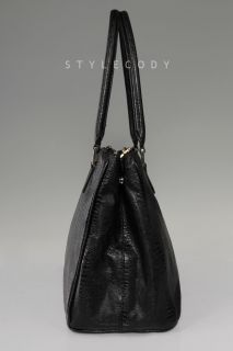 DKNY Black Beekman Lizard Work Shopper Tote Bag Handbag R3210407