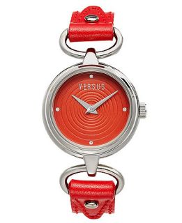 Versus by Versace Watch, Womens V by V Red Calfskin Leather Strap