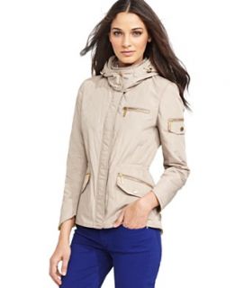 BCBGeneration Coat, Hooded Cinched Waist Quilted