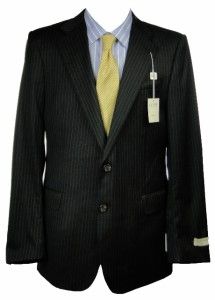 Ralph Lauren Mens 100 Wool Trim Fit Pinstripe Jacket Black 44 R