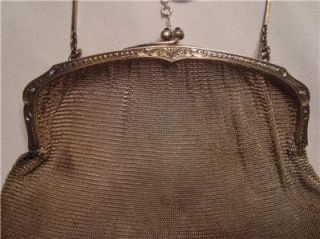 Antique Sterling Silver Flapper 1920s Mesh Purse Handbag 154g grams