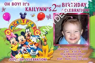 Mickey Mouse Minnie Clubhouse Custom Photo Boy Girl Birthday Party