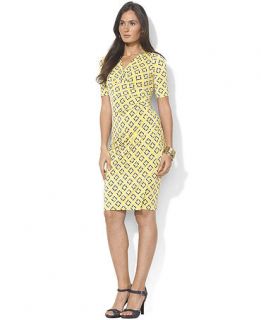 Lauren Ralph Lauren Dress, Three Quarter Sleeve Geo Print Jersey