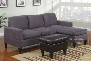 Microfiber Sectional Sofa and Ottoman Set F7285 Couch Furniture