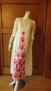 Vintage Mexican Boho Embroidered Long Dress Small