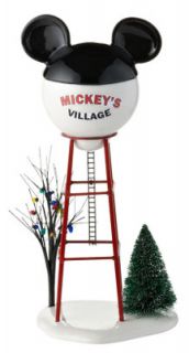 Disney Mickey Mouse Mickeys Village Water Tower Snow Christmas