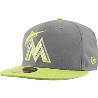 Miami Marlins New Era 59Fifty Storm Grey Neon Fitted Hat