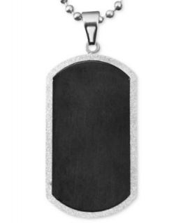 Mens Stainless Steel Necklace, Textured Finish Cross Dog Tag Pendant