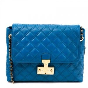 Marc Jacobs Marine Blue Baroque Large Single Quilted Leather Bag Purse