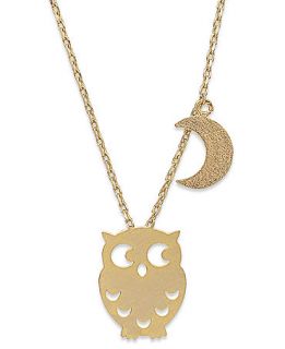 Unwritten 14k Gold and Sterling Silver Necklace, Owl and Moon Necklace