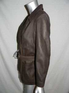 NWOT Michael Hoban North Beach Leather Distressed Brown Jacket Coat Sz
