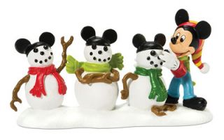 56 Disney Village The 3 Mouseketeers Mickey Mouse & Snowmen Figurines