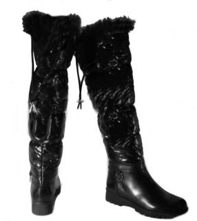 Michael by Michael Kors Brandy Snow Womens Black Leather Nylon Knee
