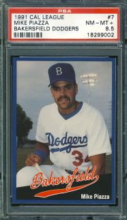 1991 Bakersfield Mike Piazza RC Card 7 PSA 8 5 Slabbed