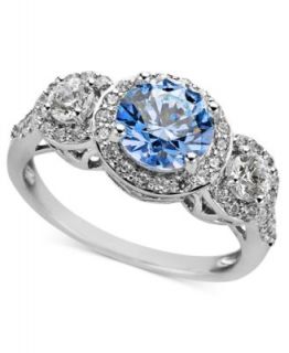 Arabella Sterling Silver Ring, Blue and White Swarovski Zirconia Three
