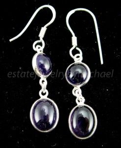 Estate Sterling Silver 7 44ctw African Amethyst Dangle French Wire