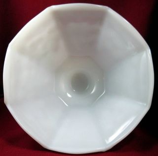 inch diameter Octagon Shaped White Milk Glass Short Pedestal Bowl in