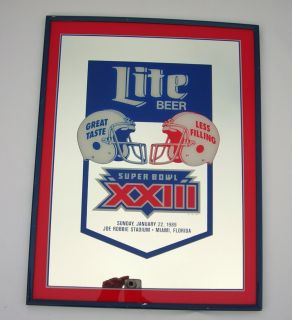 Vintage Miller Lite Beer Bar Mirror 22x17 Super Bowl