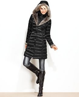 Laundry by Shelli Segal Coat, Faux Fur Lined Hooded Puffer