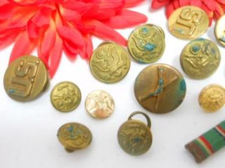 Vintage United States Gold Tone Military Awards Button Lot C351