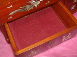 Big Wood Musical Jewelry Music Box Mother of Pearl Inlay Bird Flower