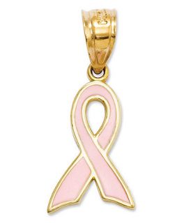 14k Gold Charm, Pink Awareness Ribbon Charm   Bracelets   Jewelry