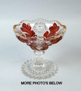 Millersburg Hobstar Feather Crystal Compote with Goofus Treatment