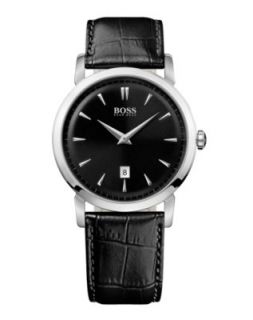 Hugo Boss Watch, Mens Black Leather Strap 1512635   All Watches