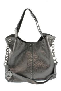 Michael Kors New Silver Studded Textured Shopper Tote Handbag Large