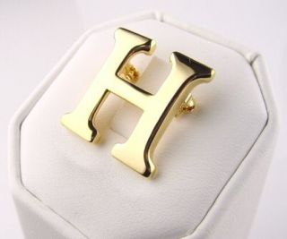 Midas Touch Block Initial H Pin of 14k Gold Hge