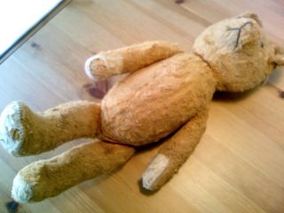 Charming Old Circa 1915 Stuffed Teddy Bear with Articulated Jointsand