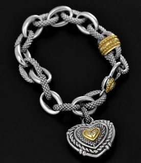 Judith Ripka 18k Gold & Sterling Silver Bracelet Diamond Heart Large