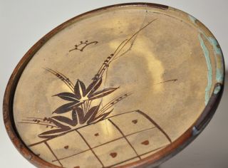 Japanese Antique Mingei Seto Oribe Oil Plate Andon Abura Edo Period