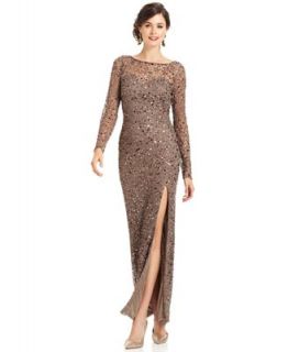 Patra Dress, Long Sleeve Sequin Gown