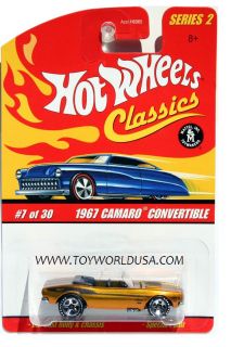 Hot Wheels Classics series 2 #7 1967 Chevy Camaro Convertible gold