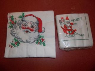 CHRISTMAS 1970s/80s SANTA CLAUS PAPER NAPKINS 20 LARGE 50 SMALLER