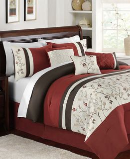 Bella Donna 7 Piece California King Embroidered Comforter Set   Bed in