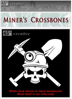 Miners Crossbones Decal Skull N Bones Pick Shovel Professional Miners