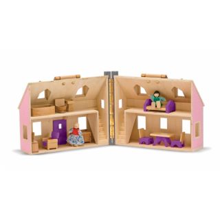 Melissa and Doug Fold Go Mini Dollhouse Model 3701 Baby Pink Home