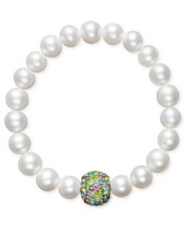 Pearl Bracelet, Cultured Freshwater Pearl and Multicolor Crystal Bead