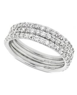 Brilliant Sterling Silver Ring Set, Cubic Zirconia Stackable Ring
