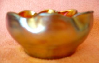 Antique LCT Tiffany Gold Favrile Ruffle Rim Bowl