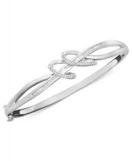 Diamond Bracelet, Sterling Silver Diamond Double Ribbon Bangle (1/3 ct