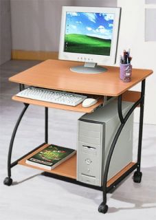 Features of Computer Desk on Wheels, Cherry Finish w/ CPU stand