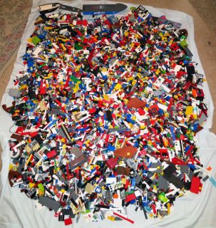 Lot of 44 Pounds of assorted Lego Bricks Blocks Windows Wheels Boats