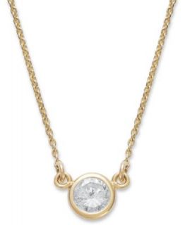 Diamond Necklace, 10k Gold Diamond Double Circle Pendant (1/10 ct. t.w